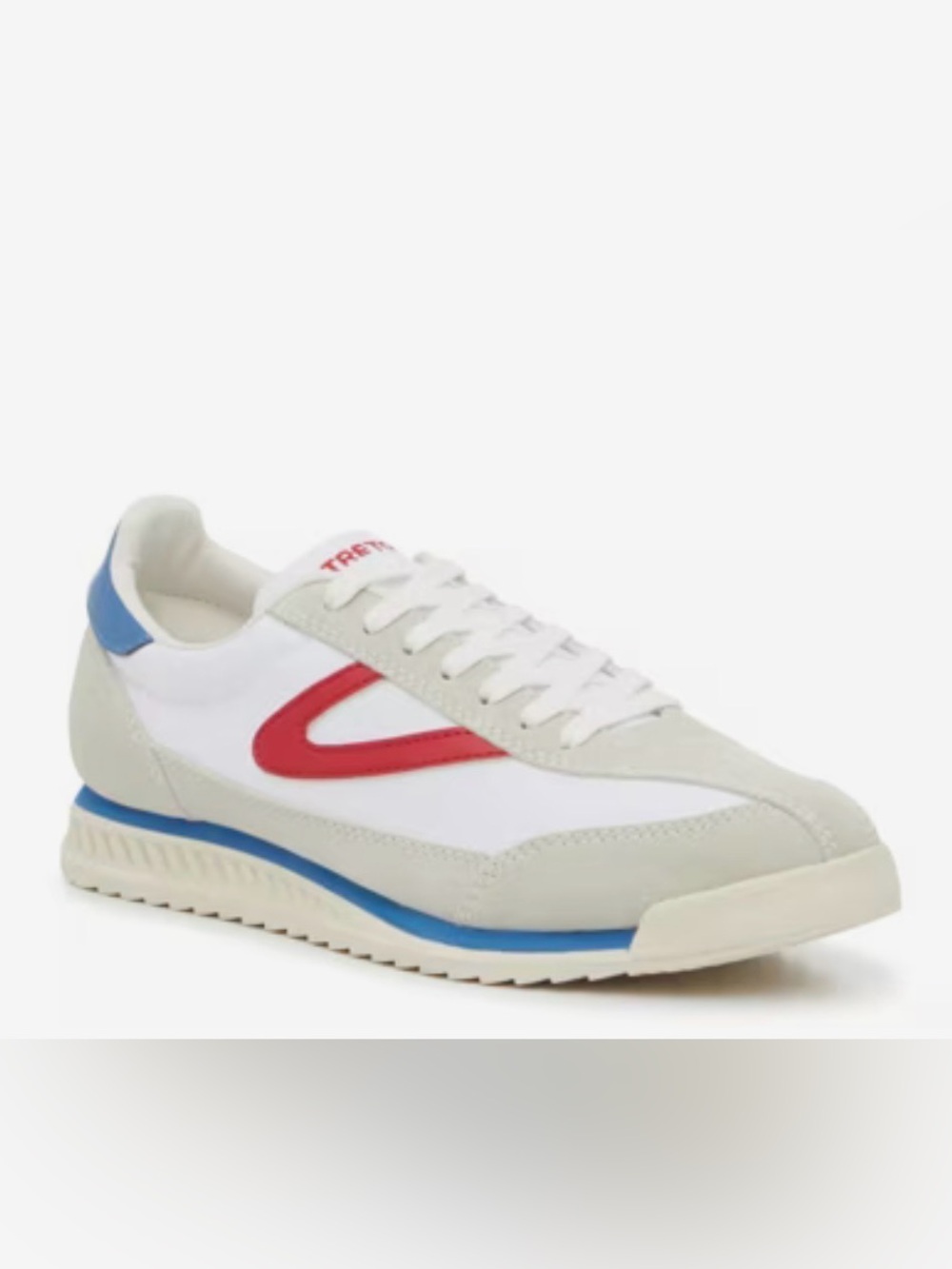 Tretorn Rawlins White Sneakers with Red & Blue Trim